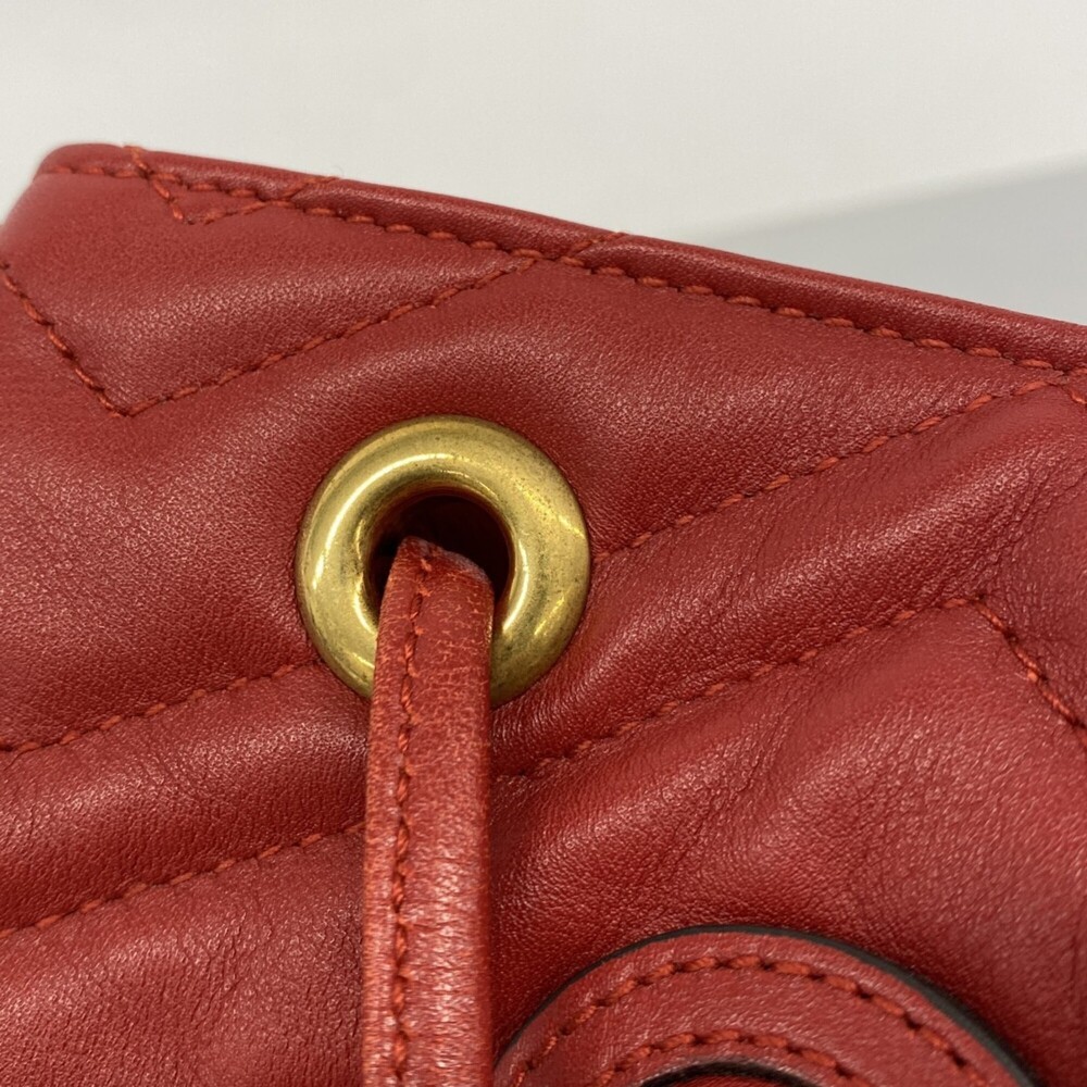 GUCCI Authentic Red Leather GG Marmont Backpack - Picture 11 of 12